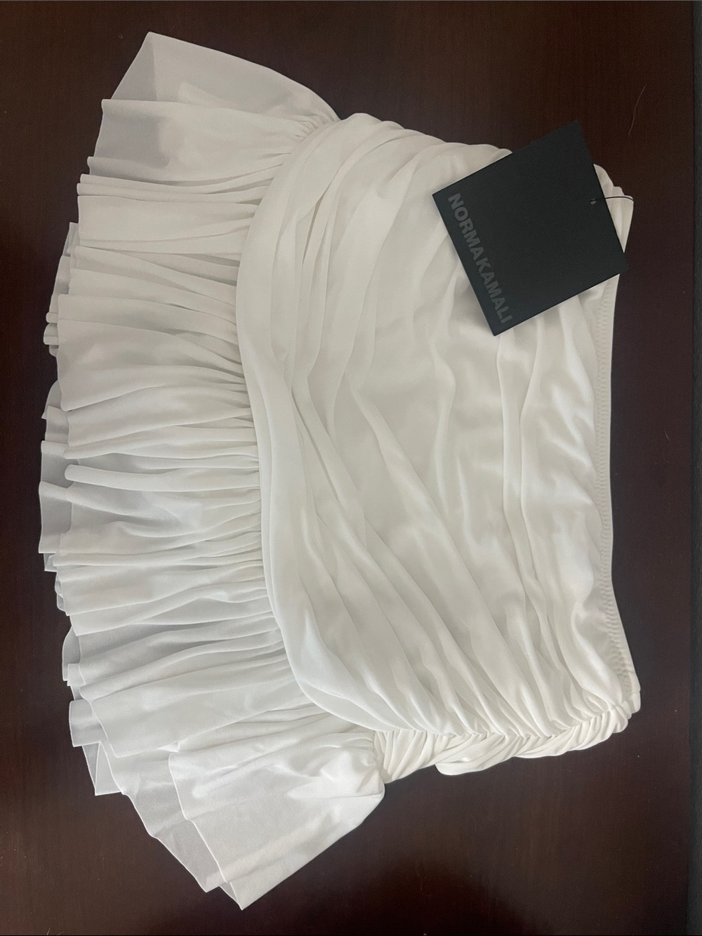 Norma Kamali White Draped Pleated Mini Skirt